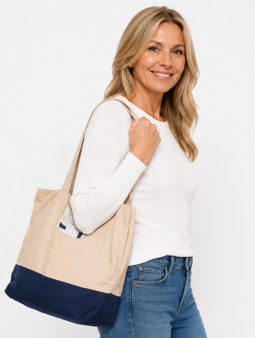 ∆-Planet E- Eco-Stream Reusable Navy Blue/Light Ecru Large Boat Shopper's Tote-